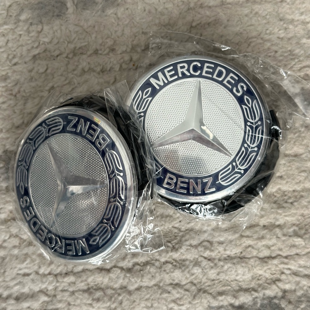Set of 4 75MM Wheel Center Rim Caps Hubcaps for Mercedes-Benz Blue Wreath